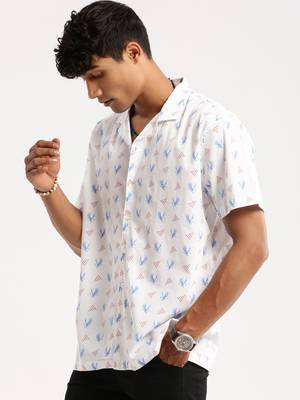 men's short sleeves graphic white shirt 3