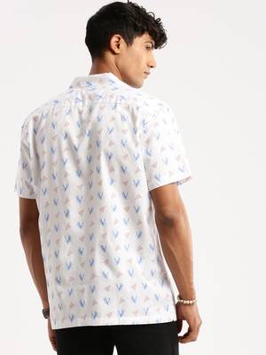 men's short sleeves graphic white shirt 4