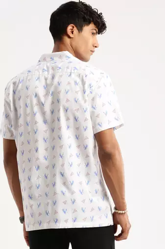 men's short sleeves graphic white shirt