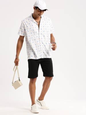 men's short sleeves graphic white shirt 5