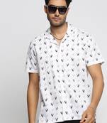 men's short sleeves graphic white shirt