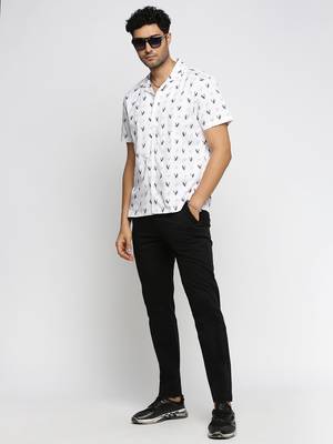 men's short sleeves graphic white shirt 5