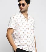 men's short sleeves graphic white shirt