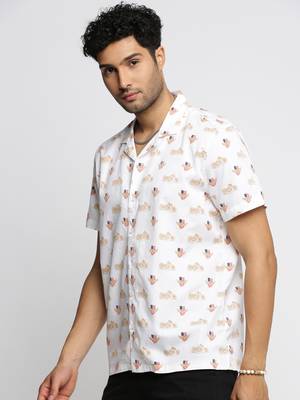 men's short sleeves graphic white shirt 3