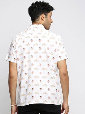 men's short sleeves graphic white shirt 4