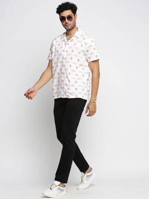 men's short sleeves graphic white shirt 5