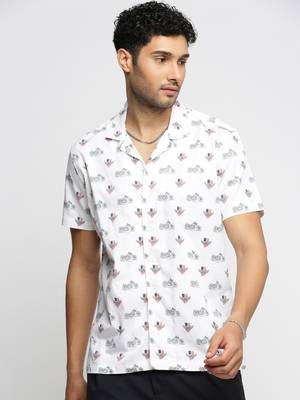 men's short sleeves graphic white shirt 2
