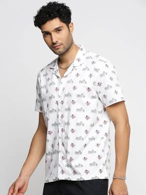 men's short sleeves graphic white shirt 3