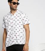 men's short sleeves graphic white shirt