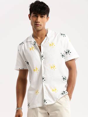 men's short sleeves graphic white shirt 2