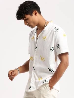 men's short sleeves graphic white shirt 3
