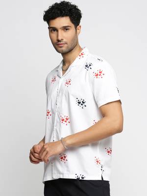 men's short sleeves graphic white shirt 3