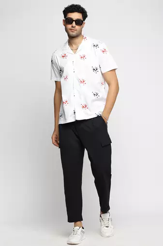 men's short sleeves graphic white shirt