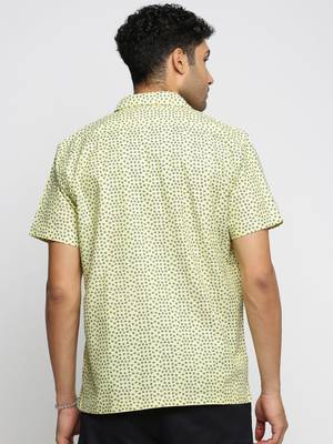 men's short sleeves floral yellow shirt 4