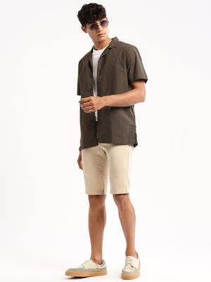 men's short sleeves floral olive shirt 5