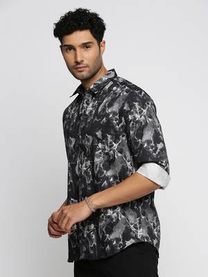 men's long sleeves abstract black shirt 3
