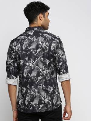 men's long sleeves abstract black shirt 4