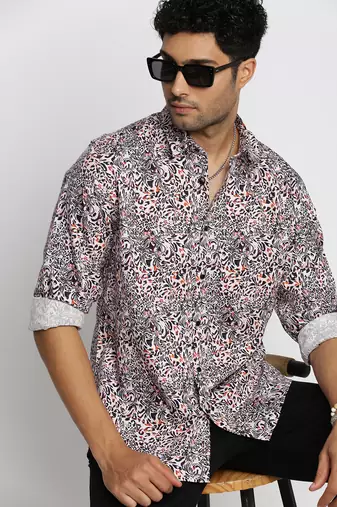 men's long sleeves animal black shirt