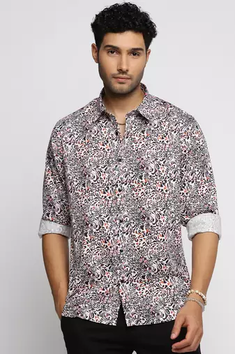 men's long sleeves animal black shirt