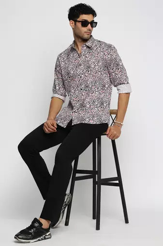men's long sleeves animal black shirt