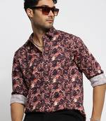 men's long sleeves graphic maroon shirt