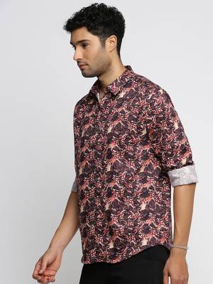 men's long sleeves graphic maroon shirt 3