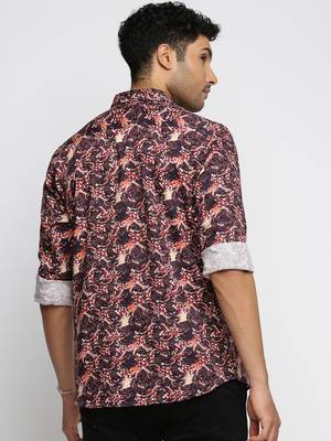 men's long sleeves graphic maroon shirt 4
