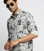 men's long sleeves typography off white shirt