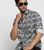 men's long sleeves abstract black shirt