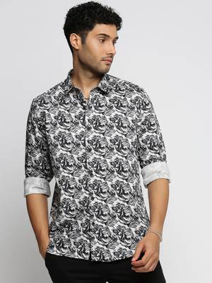 men's long sleeves abstract black shirt 2