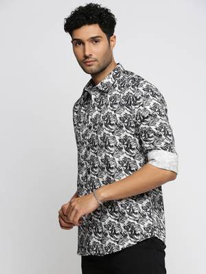 men's long sleeves abstract black shirt 3