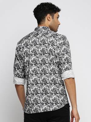 men's long sleeves abstract black shirt 4