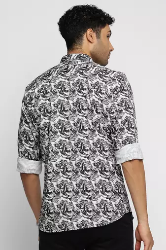 men's long sleeves abstract black shirt