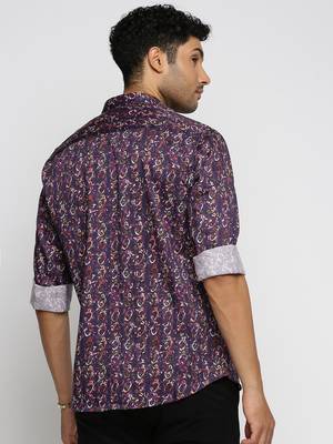 men's long sleeves abstract purple shirt 4