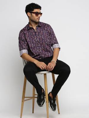 men's long sleeves abstract purple shirt 5