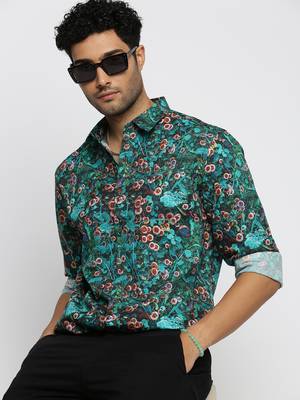 Showoff men's long sleeves graphic blue shirt 1