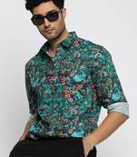 Showoff men's long sleeves graphic blue shirt