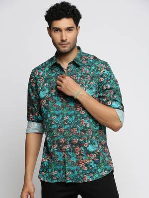 Showoff men's long sleeves graphic blue shirt 2