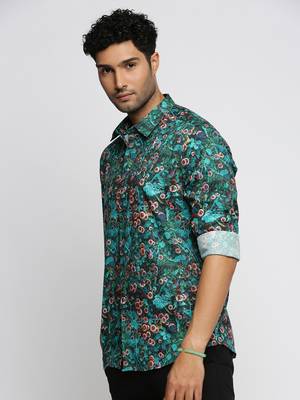 Showoff men's long sleeves graphic blue shirt 3