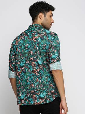Showoff men's long sleeves graphic blue shirt 4