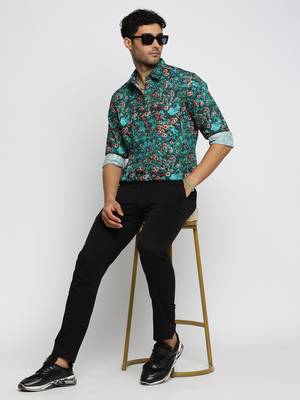 Showoff men's long sleeves graphic blue shirt 5