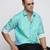 Showoff men's long sleeves floral turquoise blue shirt