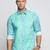 Showoff men's long sleeves floral turquoise blue shirt