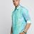Showoff men's long sleeves floral turquoise blue shirt