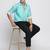 Showoff men's long sleeves floral turquoise blue shirt