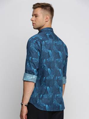 men's long sleeves floral blue shirt 4