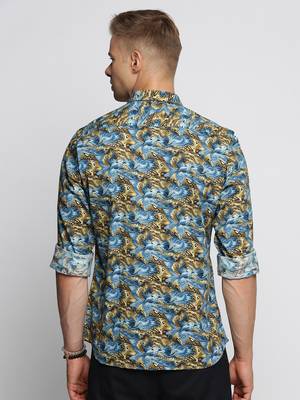 men's long sleeves abstract blue shirt 4