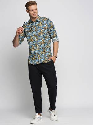 men's long sleeves abstract blue shirt 5