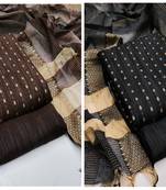 Manvaa Women'S EXCLUSIVE Black And Brown Color Unstitched Designer Weaving Cotton Combo Dress Material 