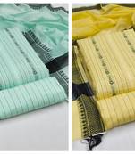 Manvaa Women'S elegant Sea Green And Yellow Color Unstitched Designer Weaving Cotton Combo Dress Material 